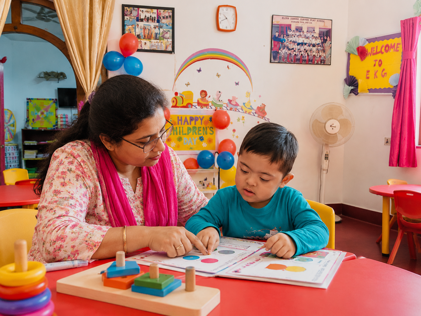 Teacher providing individual learning support to a child at NeuroBloom